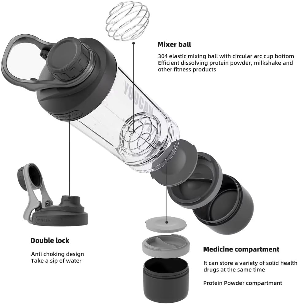 Shaker Bottle with Supplement Compartment