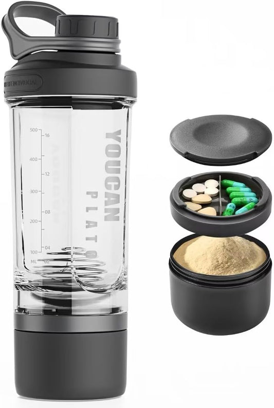 Shaker Bottle with Supplement Compartment